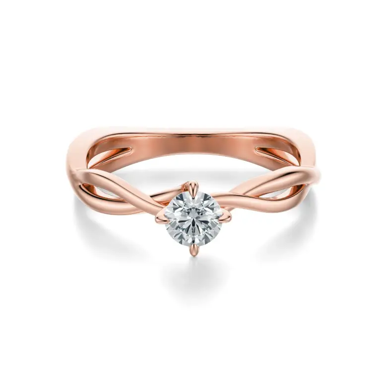 Pierścionek z diamentem różowe złoto